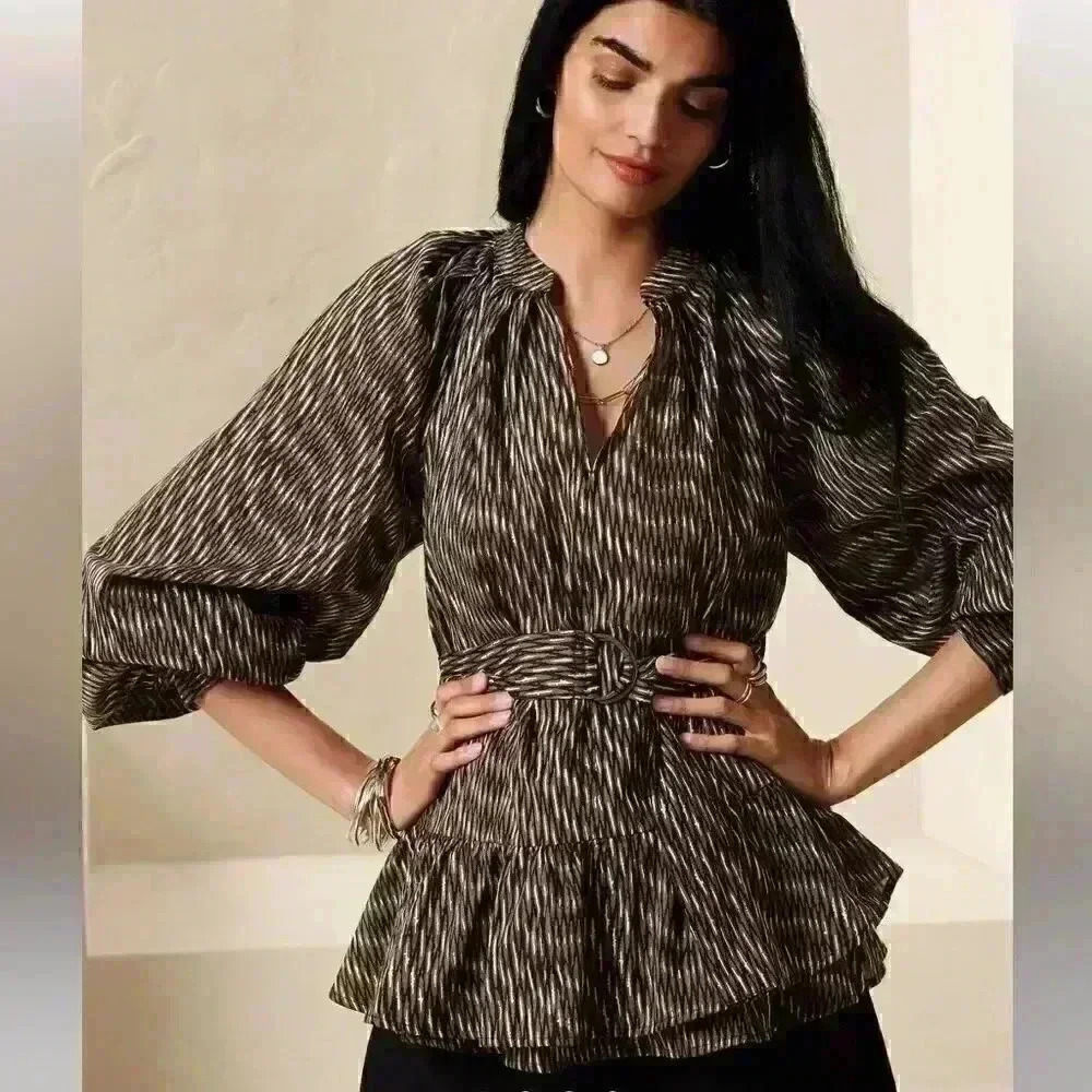 Banana Republic BELTED TIERED BLOUSE